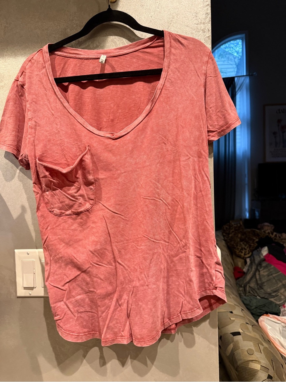 Z Supply Washed Rose V-Neck Pocket Tee